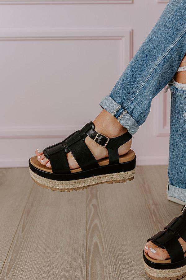 Impressions The Frankie Faux Leather Espadrille In Black