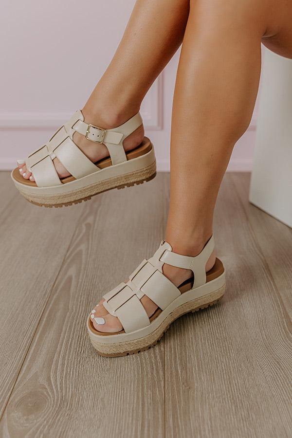 Impressions The Frankie Faux Leather Espadrille In Light Beige