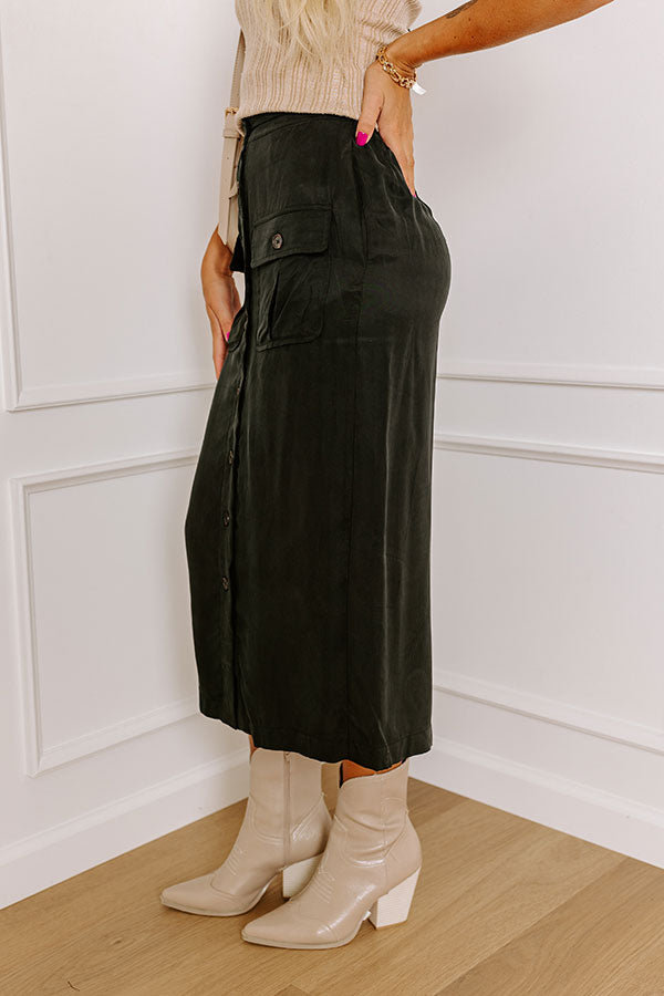 Impressions The Freda High Waist Cargo Midi Skirt In Black