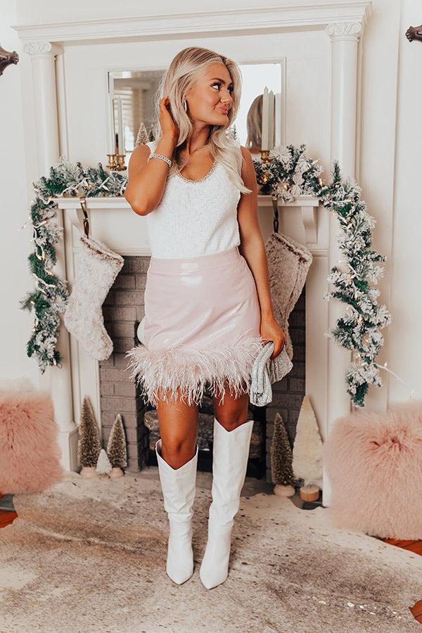 Impressions The Freesia Patent Feather Skirt In Blush
