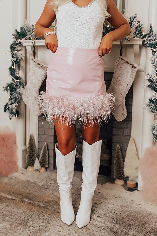 Impressions The Freesia Patent Feather Skirt In Blush
