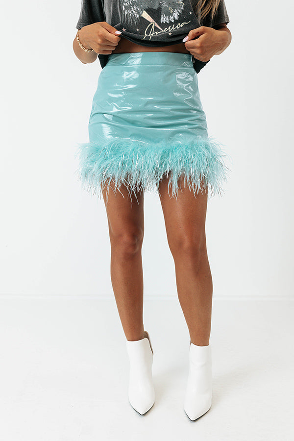 Impressions The Freesia Patent Feather Skirt In Sky Blue