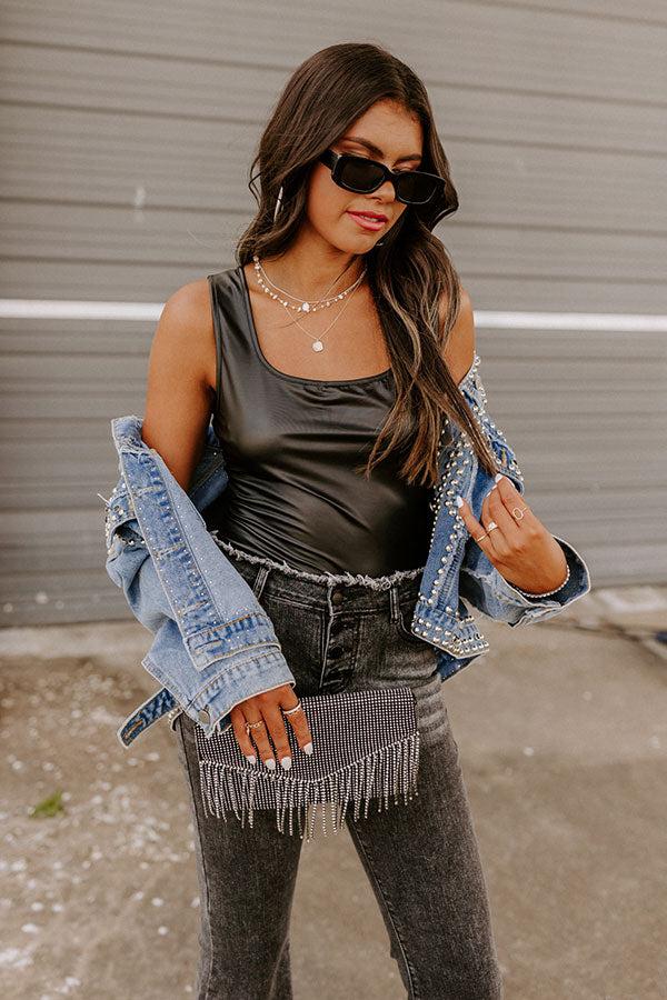 Impressions The Gene Faux Leather Bodysuit In Black