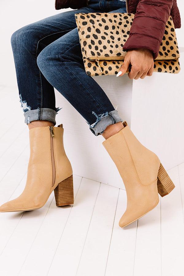 Impressions The Gia Faux Leather Bootie In Iced Mocha