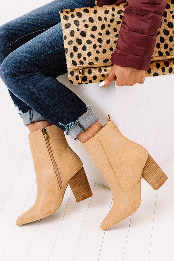Impressions The Gia Faux Leather Bootie In Iced Mocha