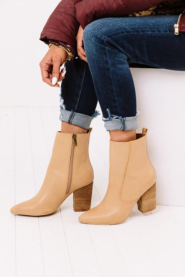 Impressions The Gia Faux Leather Bootie In Iced Mocha