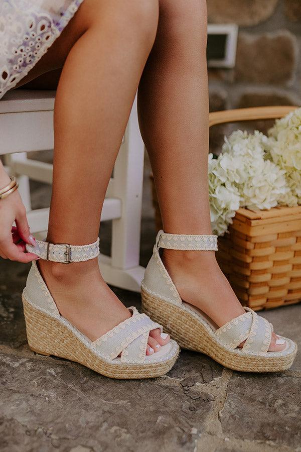 Impressions The Grace Denim Espadrille Wedge In Light Wash