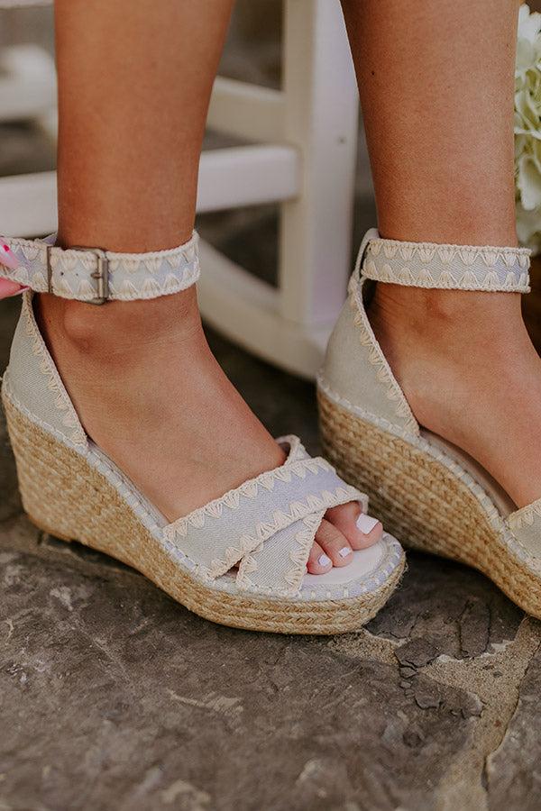 Impressions The Grace Denim Espadrille Wedge In Light Wash
