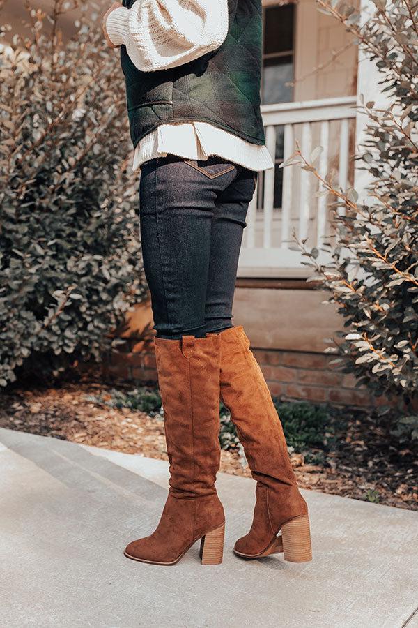 Impressions The Gracelynn Faux Suede Thigh High Boot In Chocolate