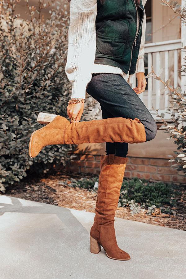 Impressions The Gracelynn Faux Suede Thigh High Boot In Chocolate