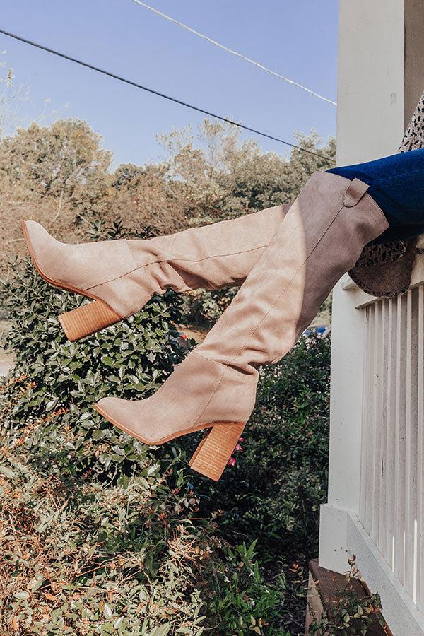 Impressions The Gracelynn Faux Suede Thigh High Boot In Taupe