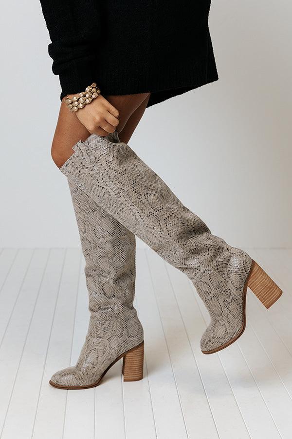 Impressions The Gracelynn Snake Print Thigh High Boot In Birch