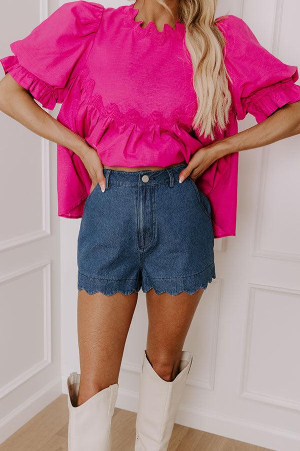 Impressions The Gracie High Waist Denim Shorts In Dark Wash