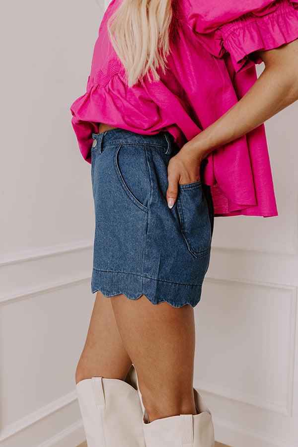 Impressions The Gracie High Waist Denim Shorts In Dark Wash