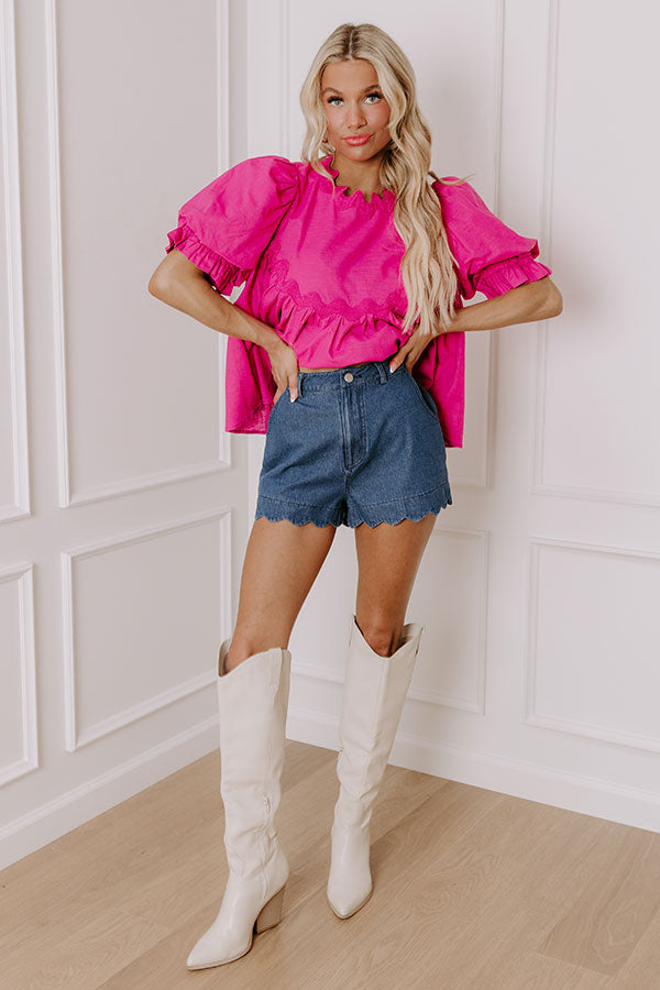 Impressions The Gracie High Waist Denim Shorts in Dark Wash