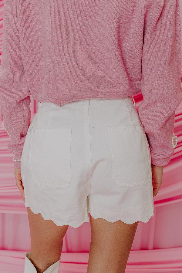 Impressions The Gracie High Waist Denim Shorts In Ivory