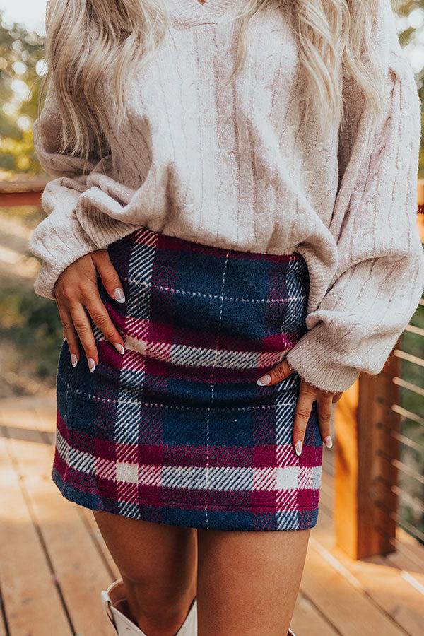Impressions The Hadley High Waist Plaid Skirt In Navy