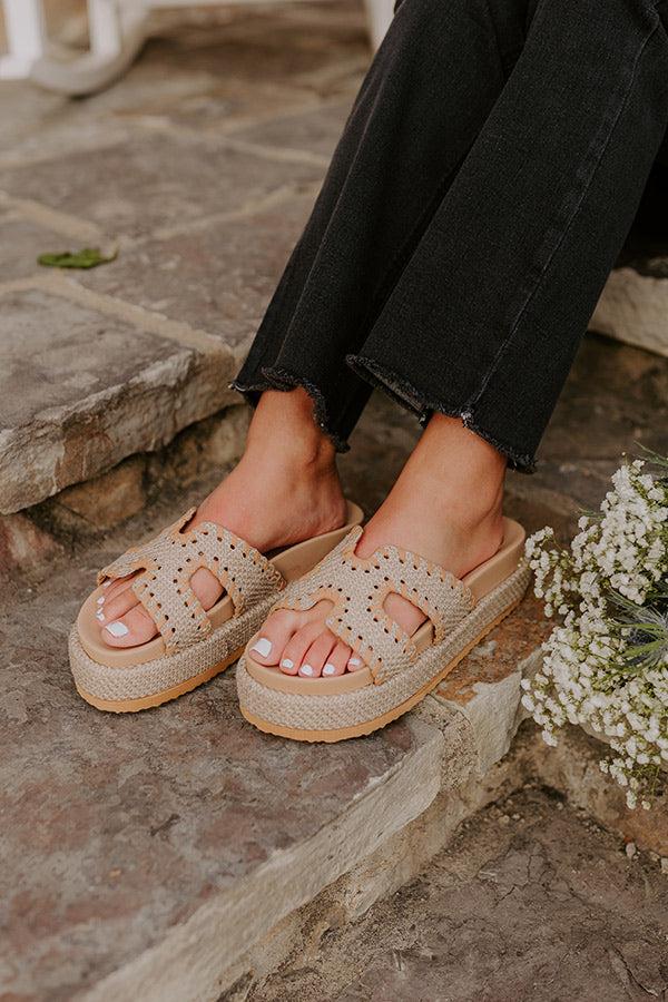 Impressions The Hailey Raffia Woven Sandal In Taupe