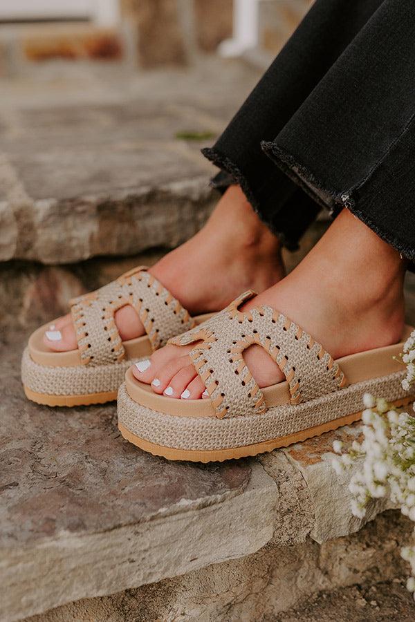 Impressions The Hailey Raffia Woven Sandal In Taupe