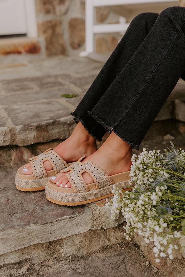 Impressions The Hailey Raffia Woven Sandal in Taupe