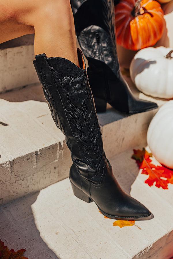 Impressions The Harris Faux Leather Cowboy Boot In Black