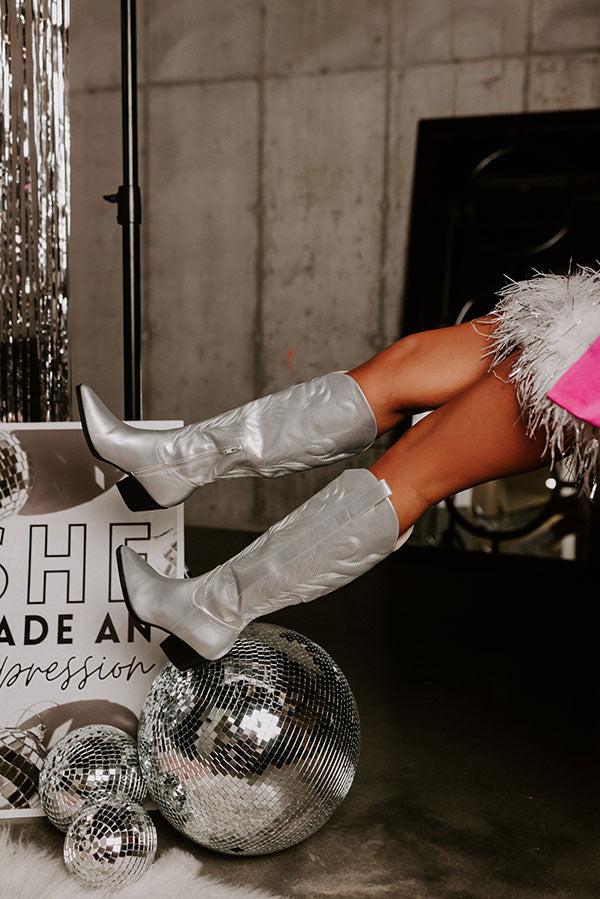 Impressions The Harris Faux Leather Cowboy Boot in Silver