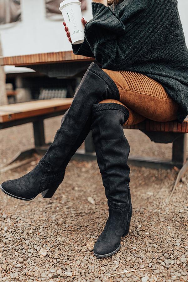 Impressions The Haven Faux Suede Knee High Boot In Black