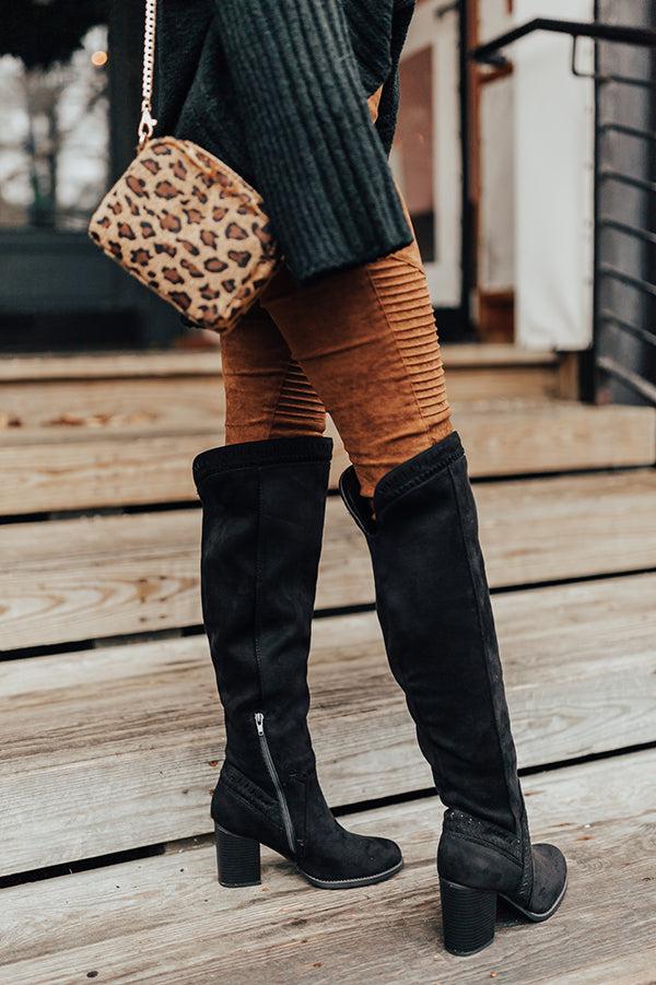 Impressions The Haven Faux Suede Knee High Boot In Black