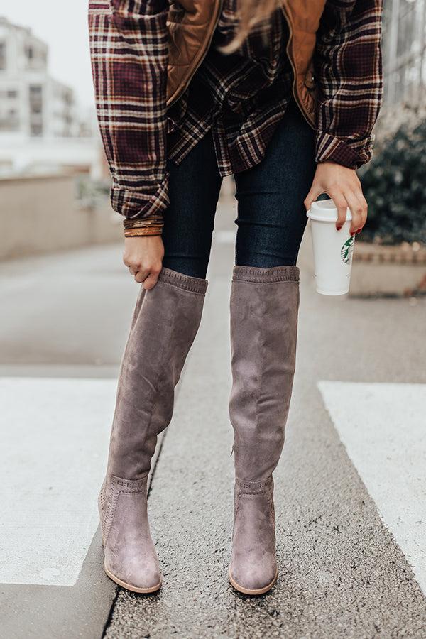 Impressions The Haven Faux Suede Knee High Boot In Dark Grey