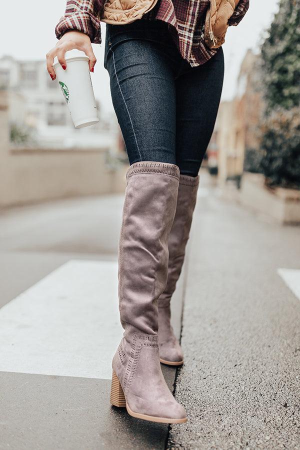 Impressions The Haven Faux Suede Knee High Boot In Dark Grey