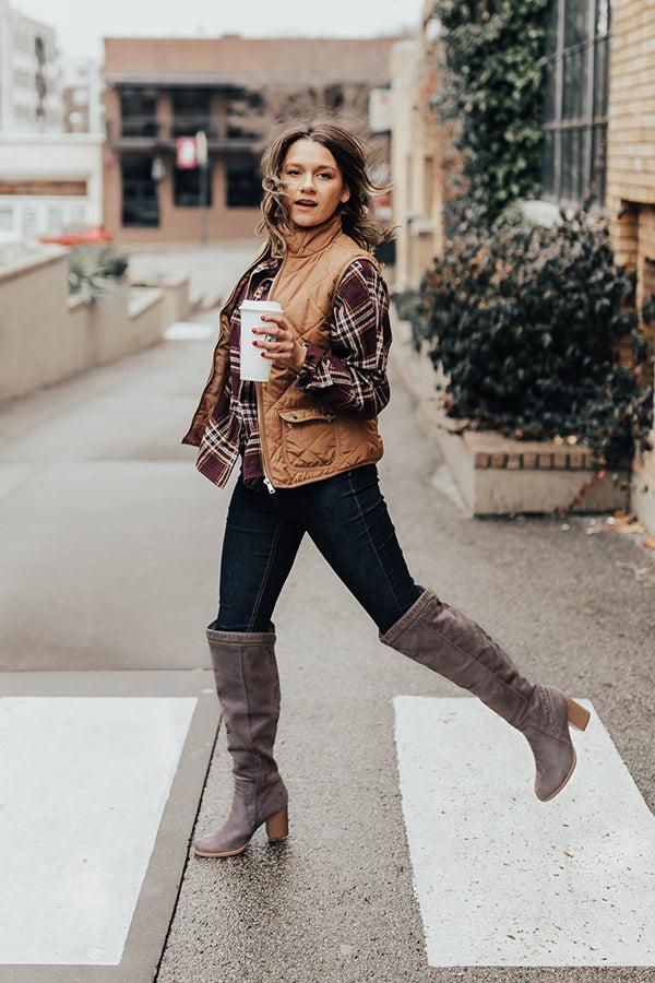 Impressions The Haven Faux Suede Knee High Boot In Dark Grey