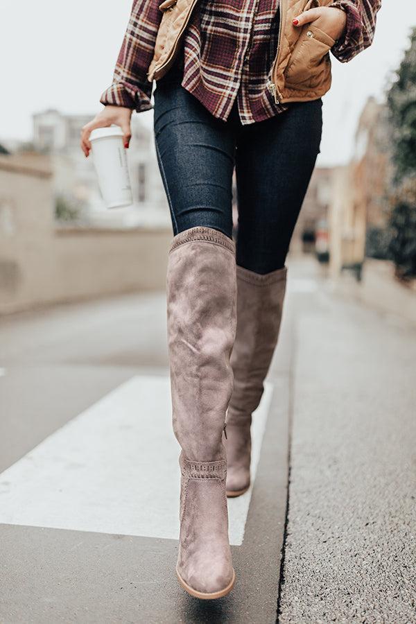 Impressions The Haven Faux Suede Knee High Boot in Dark Grey