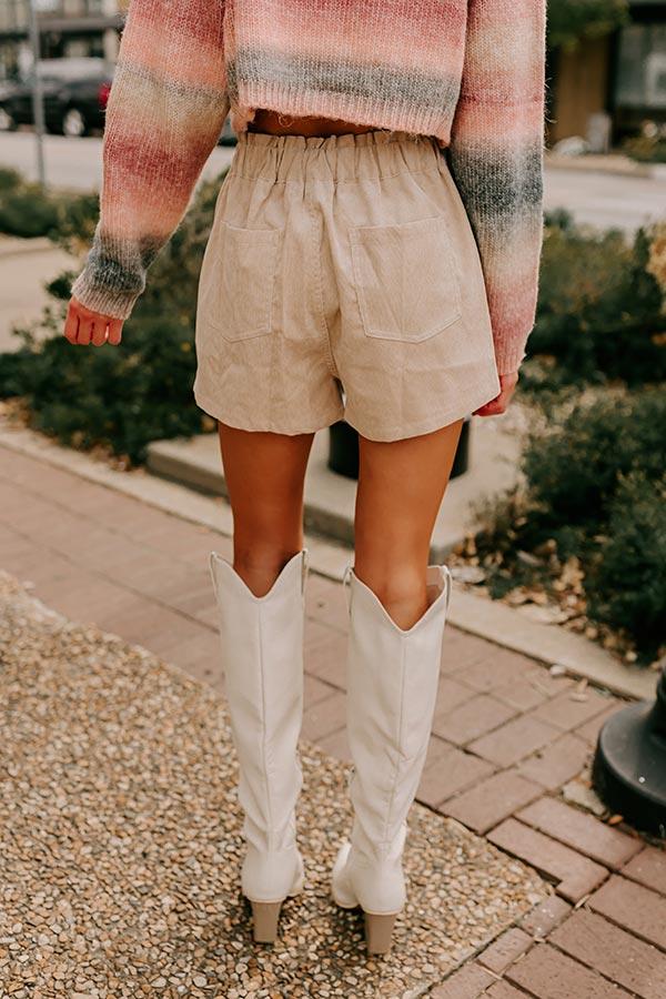 Impressions The Hubbard High Waist Corduroy Shorts In Beige