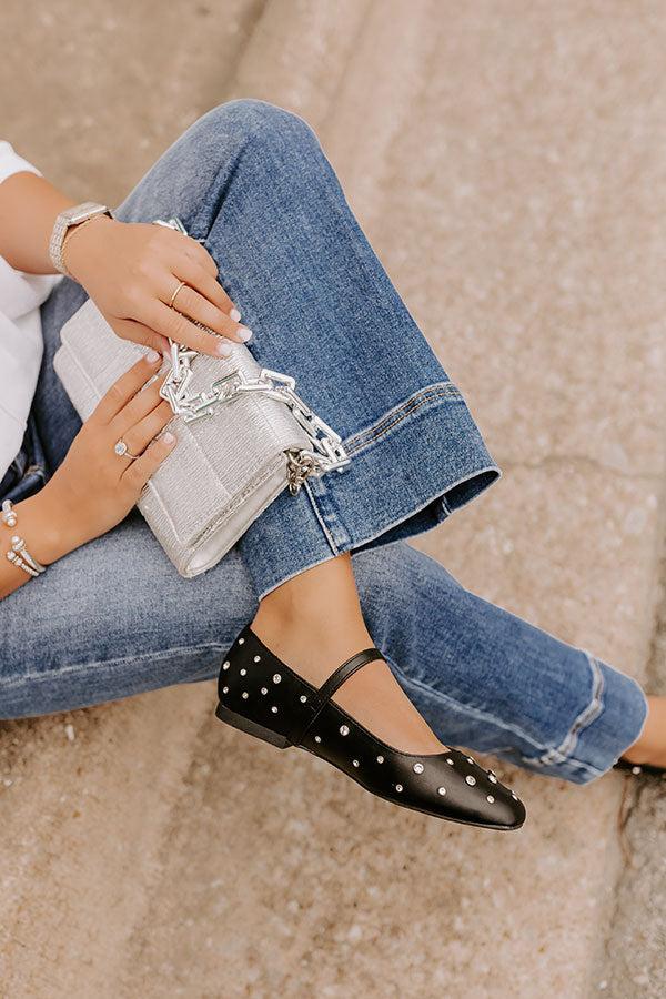 Impressions The Iris Rhinestone Embellished Faux Leather Flats In Black