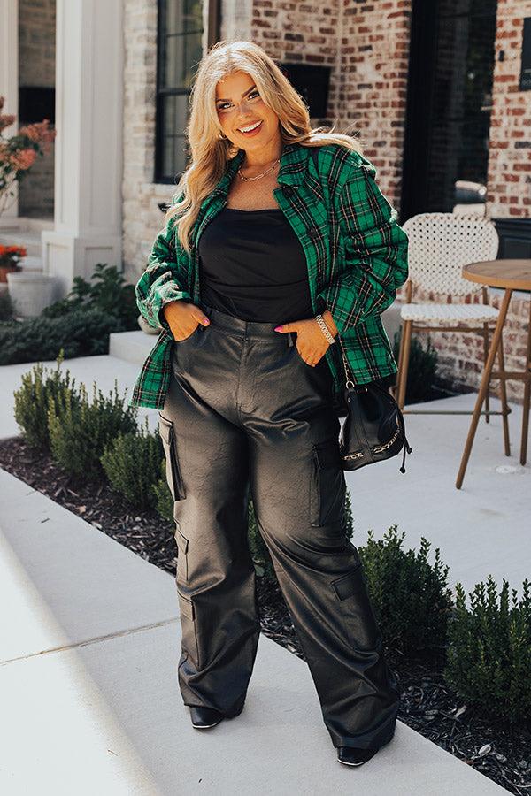 Impressions The Jenika High Waist Faux Leather Cargo Pants Curves