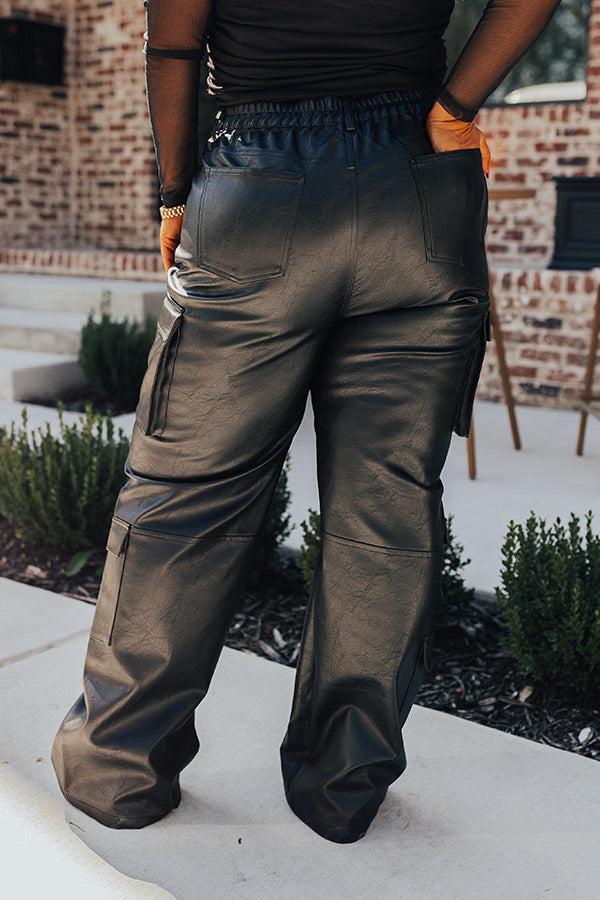 Impressions The Jenika High Waist Faux Leather Cargo Pants Curves