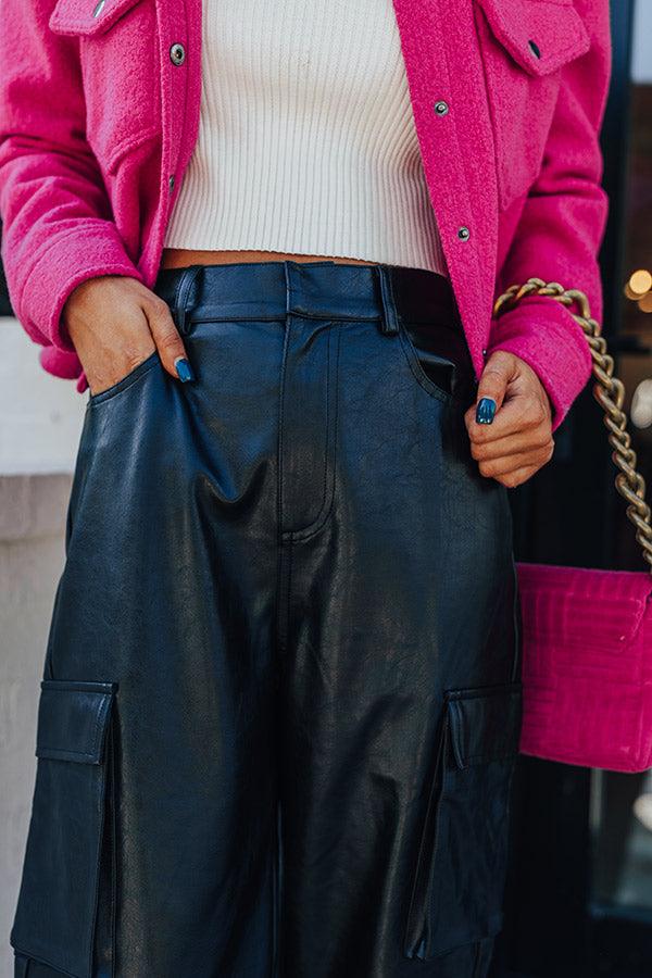 Impressions The Jenika High Waist Faux Leather Cargo Pants