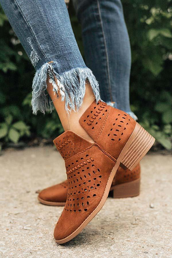 Impressions The Jenna Perforated Bootie In Chocolate