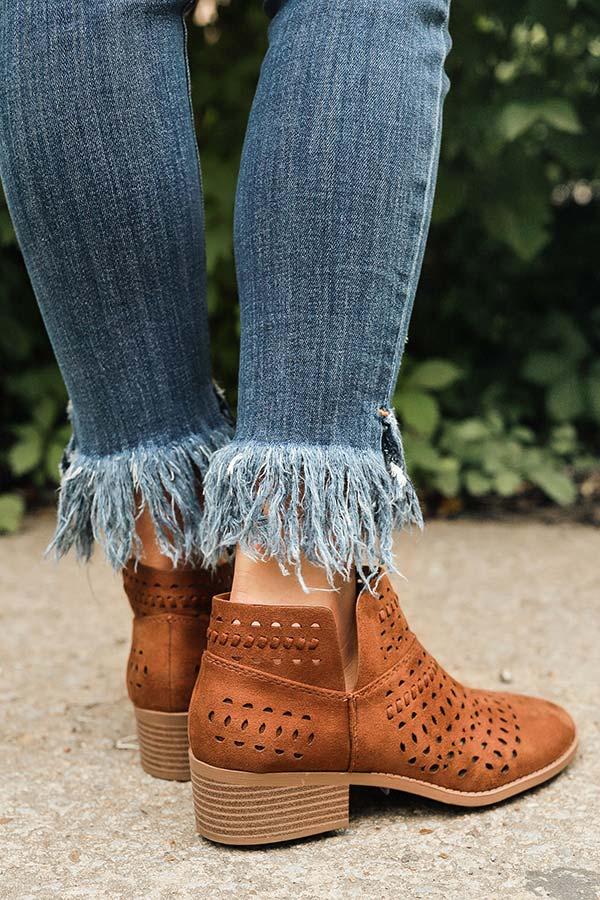 Impressions The Jenna Perforated Bootie In Chocolate