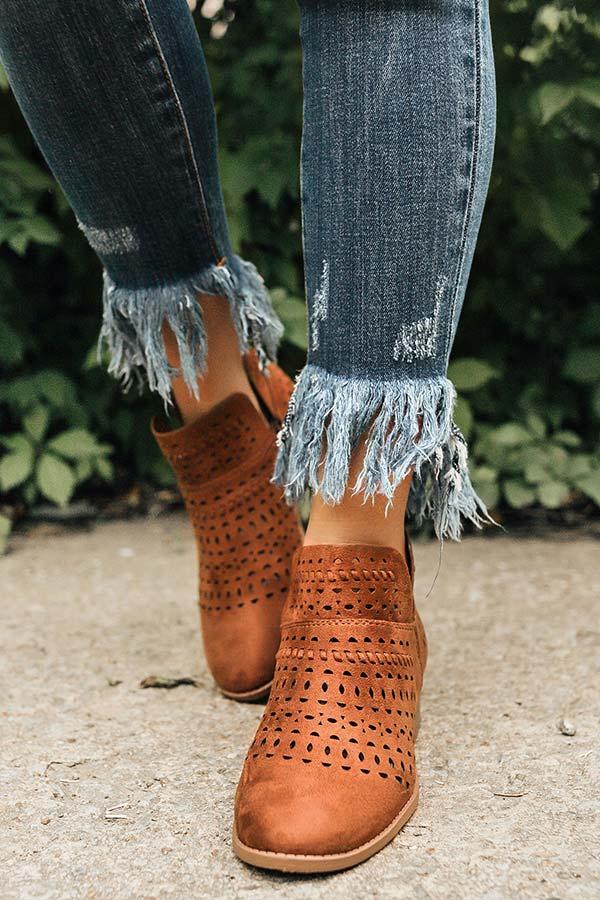 Impressions The Jenna Perforated Bootie In Chocolate