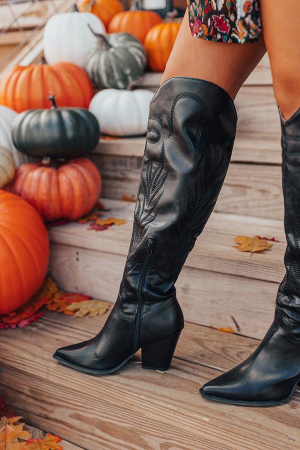 Impressions The Jessica Faux Leather Knee High Cowboy Boot In Black