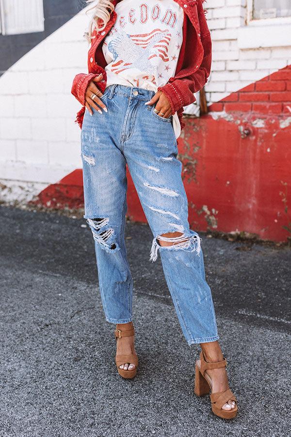 Impressions The Jill High Waist Distressed Mom Jean