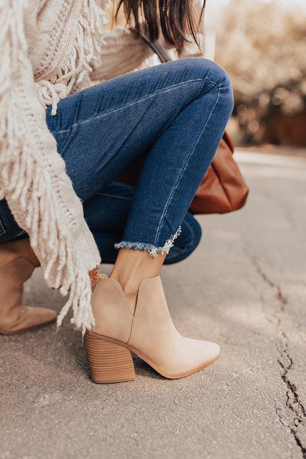 Impressions The Joanna Faux Leather Bootie In Light Khaki