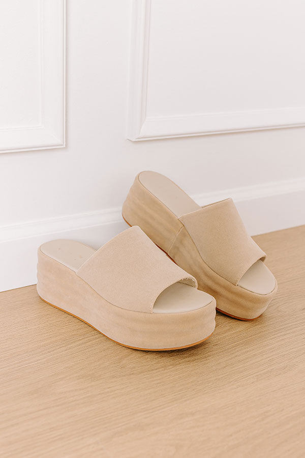 Impressions The Josephine Faux Suede Platform Sandal In Beige
