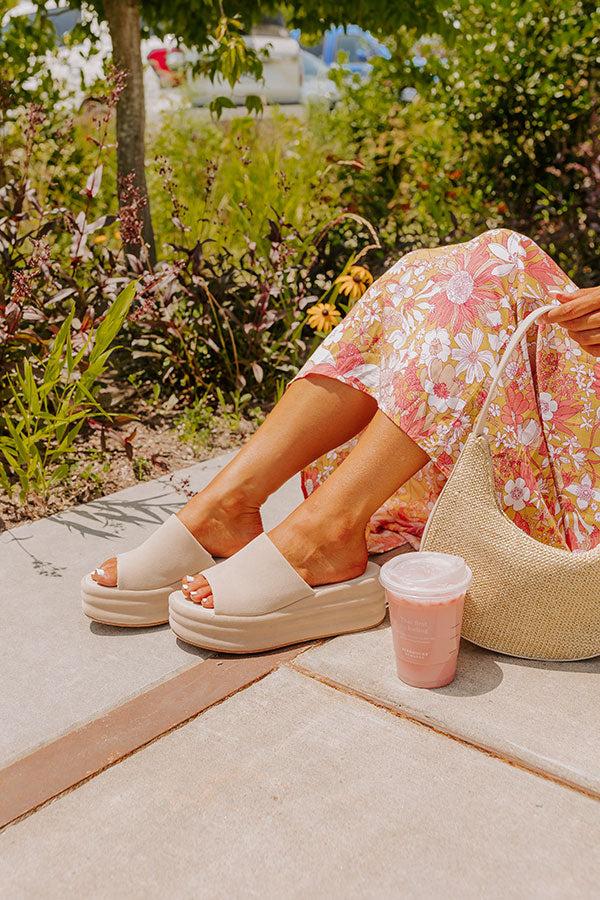 Impressions The Josephine Faux Suede Platform Sandal In Beige