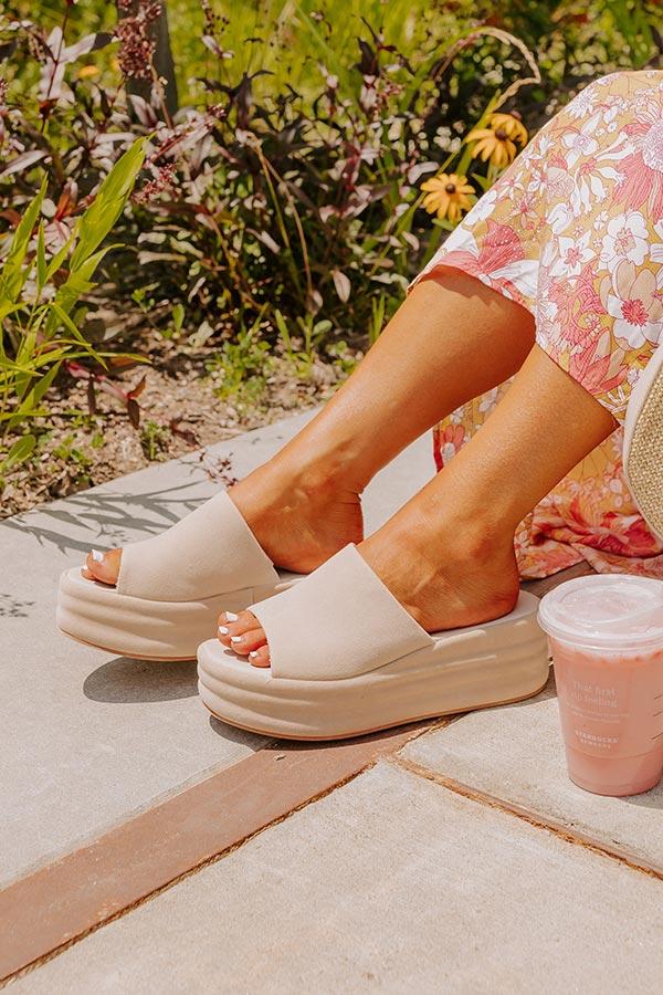 Impressions The Josephine Faux Suede Platform Sandal In Beige