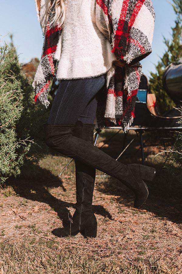 Impressions The Jovi Faux Suede Thigh High Boot In Black