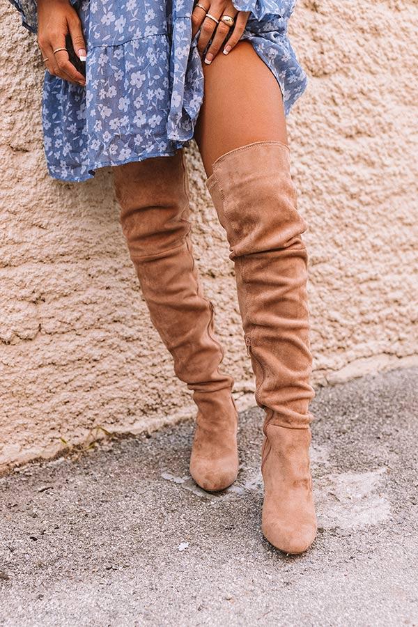 Impressions The Jovi Faux Suede Thigh High Boot In Latte