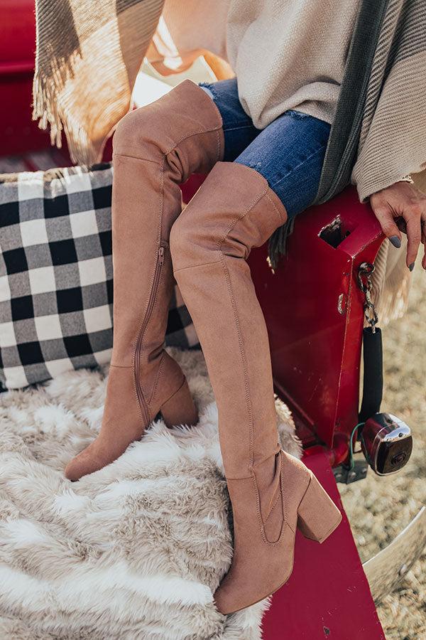 Impressions The Jovi Faux Suede Thigh High Boot In Latte