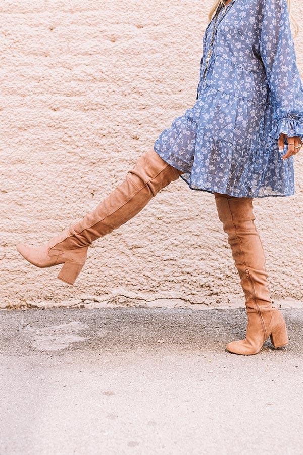 Impressions The Jovi Faux Suede Thigh High Boot In Latte